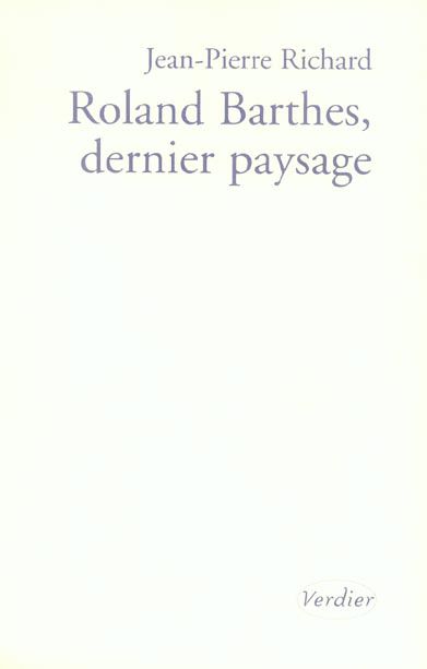 Produktbild: Roland Barthes, dernier paysage