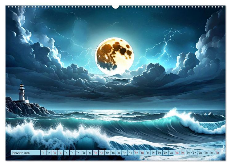 Produktbild: Vagues en col&egrave;re (Calendrier mural 2026 DIN A2 vertical) calendrier de bureau