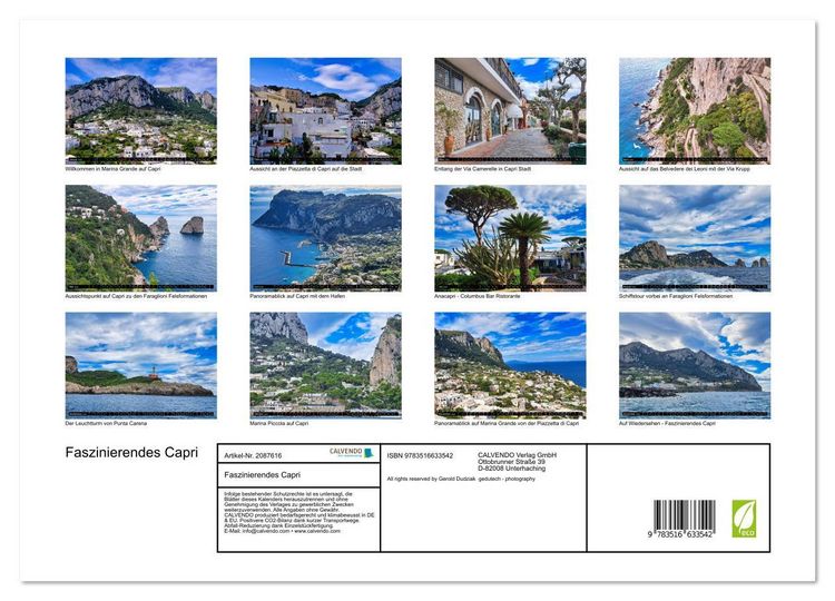 Produktbild: Faszinierendes Capri (hochwertiger Premium Wandkalender 2026 DIN A2 quer), Kunstdruck in Hochglanz
