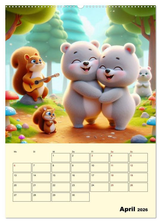 Produktbild: Waldtiere machen Musik (hochwertiger Premium Wandkalender 2026 DIN A2 hoch), Kunstdruck in Hochglanz