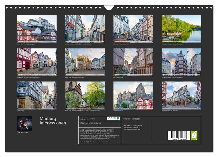 Produktbild: Marburg Impressionen (Wandkalender 2026 DIN A3 quer), CALVENDO Monatskalender