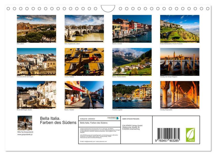 Produktbild: Bella Italia. Farben des S&uuml;dens (Wandkalender 2026 DIN A4 quer), CALVENDO Monatskalender