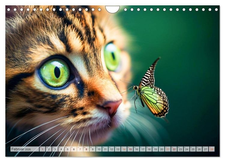 Produktbild: Die Katze und der Schmetterling (Wandkalender 2026 DIN A4 quer), CALVENDO Monatskalender