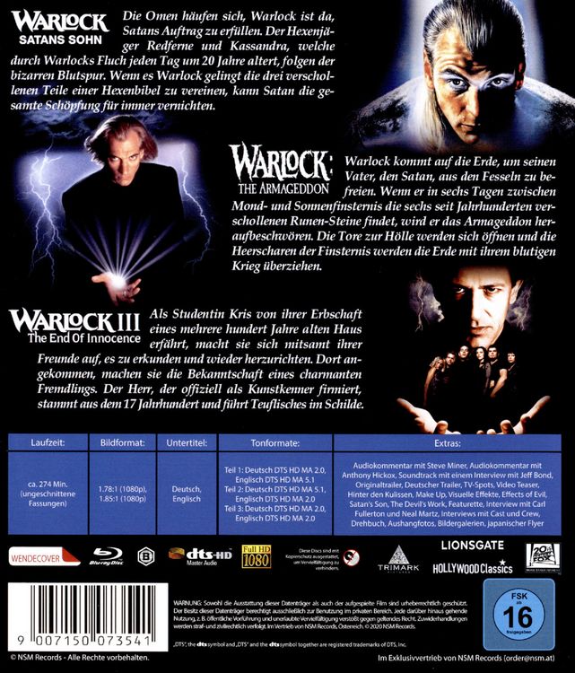 Produktbild: Warlock Trilogy - Special Edition uncut [3 BRs]