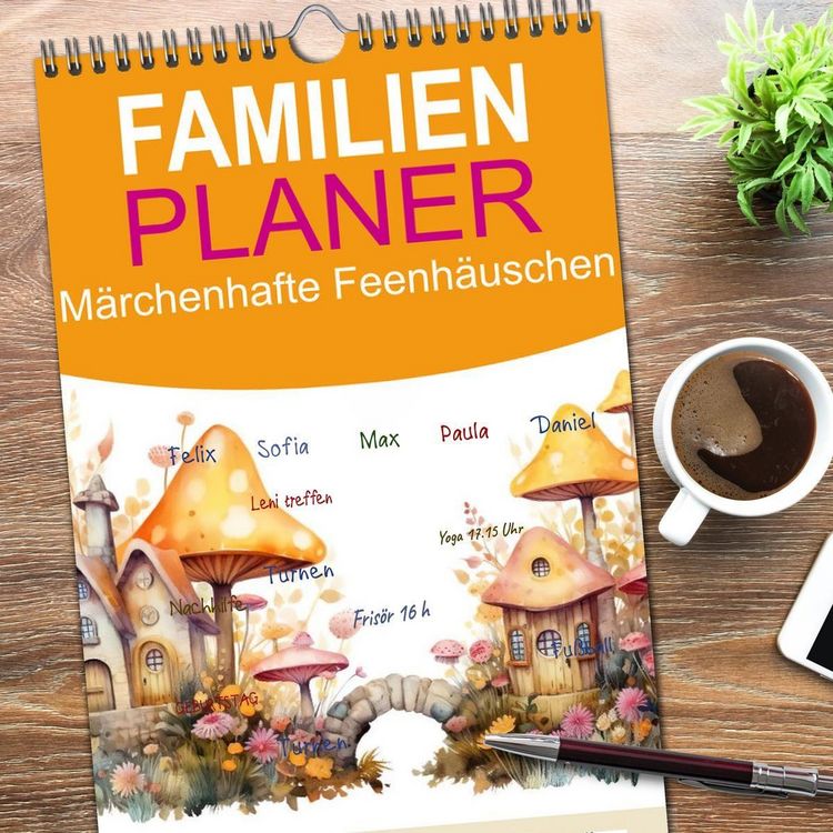 Produktbild: Familienplaner 2026 - M&auml;rchenhafte Feenh&auml;uschen mit 5 Spalten (Wandkalender, 21 x 45 cm) CALVENDO