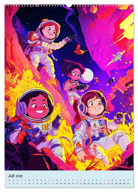 Produktbild: Im Weltall. Manga-Astronauten auf Mission (hochwertiger Premium Wandkalender 2026 DIN A2 hoch), Kunstdruck in Hochglanz