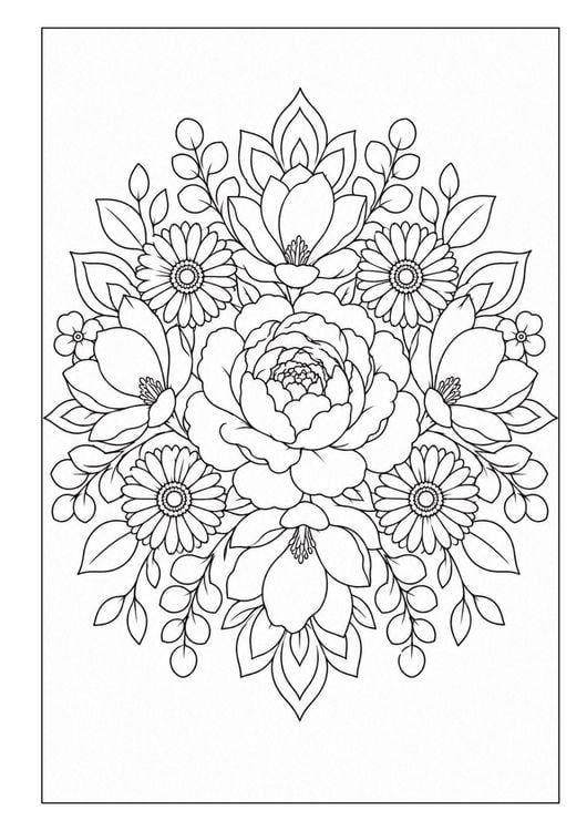 Produktbild: Mandala Blumen Malbuch f&uuml;r Erwachsene mit 100 floralen Ausmalmotiven