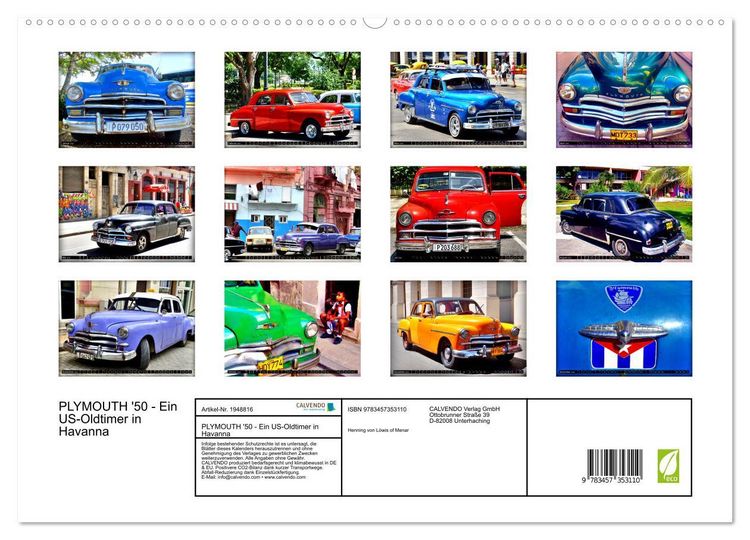Produktbild: PLYMOUTH '50 - Ein US-Oldtimer in Havanna (hochwertiger Premium Wandkalender 2026 DIN A2 quer), Kunstdruck in Hochglanz