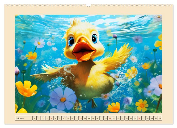 Produktbild: Lustige Enten. Niedlich und farbenfroh (hochwertiger Premium Wandkalender 2026 DIN A2 quer), Kunstdruck in Hochglanz