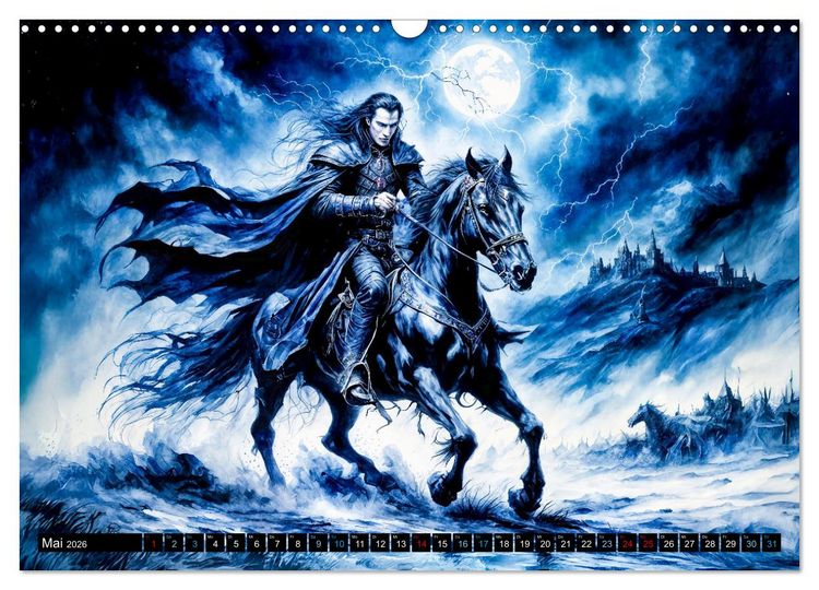 Produktbild: Finsternis der Vampire - Mystischer d&uuml;sterer Fantasy Kalender (Wandkalender 2026 DIN A3 quer), CALVENDO Monatskalender