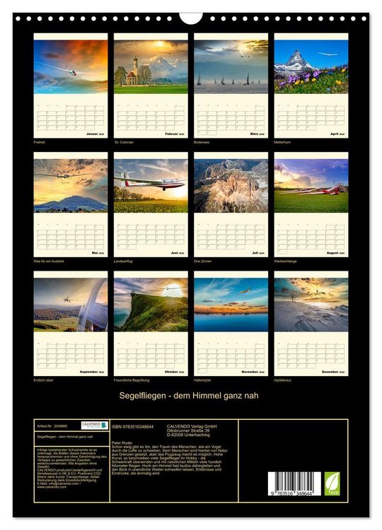 Produktbild: Segelfliegen - dem Himmel ganz nah (Wandkalender 2026 DIN A3 hoch), CALVENDO Monatskalender