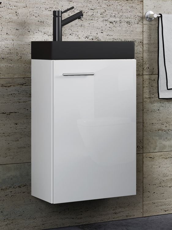 Produktbild: 2-tlg Waschtisch Slito Toilette schmal Schwarz