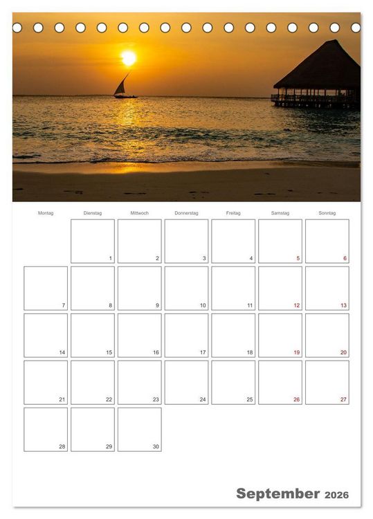 Produktbild: Sansibar - Reiseplaner (Tischkalender 2026 DIN A5 hoch), CALVENDO Monatskalender