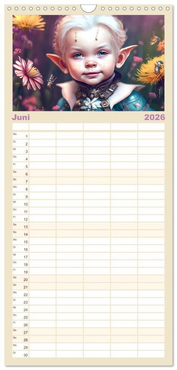 Produktbild: Familienplaner 2026 - Elfen Kinder - Die zauberhafte Welt der kleinen Elfen mit 5 Spalten (Wandkalender, 21 x 45 cm) CALVENDO