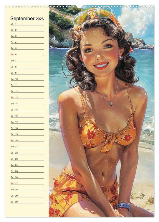 Produktbild: Pin-up-Girls. Sexappeal am Strand (Wandkalender 2026 DIN A2 hoch), CALVENDO Monatskalender