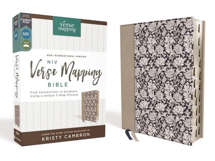 Produktbild: Niv, Verse Mapping Bible, Leathersoft, Navy Floral, Thumb Indexed, Comfort Print