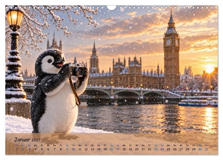 Produktbild: Pinguins gro&szlig;e Weltreise (Wandkalender 2027 DIN A3 quer), CALVENDO Monatskalender