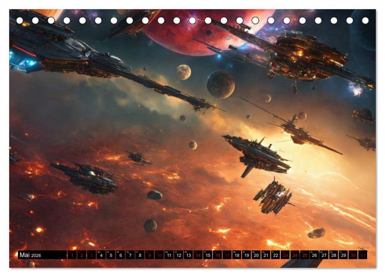 Produktbild: Futuristische Weltraumschlachten (Tischkalender 2026 DIN A5 quer), CALVENDO Monatskalender