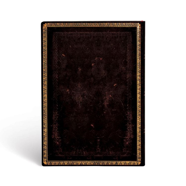 Produktbild: Softcover Notizbuch Schwarzes Marokkoleder, Midi, Liniert
