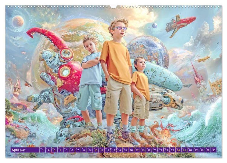 Produktbild: Meine verr&uuml;ckte Welt - Kinderwelten (hochwertiger Premium Wandkalender 2027 DIN A2 quer), Kunstdruck in Hochglanz