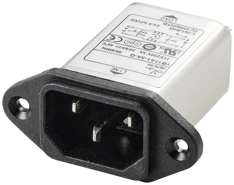Produktbild: TRU COMPONENTS TC-10101444 Netzfilter mit Kaltger&auml;tebuchse 250 V/AC 3A 1.8 mH 1St.