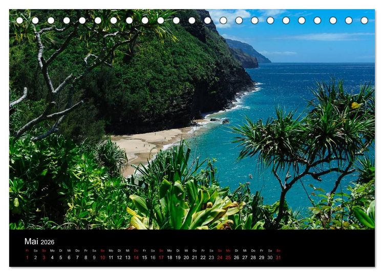 Produktbild: Hawaii - Kauai (Tischkalender 2026 DIN A5 quer), CALVENDO Monatskalender