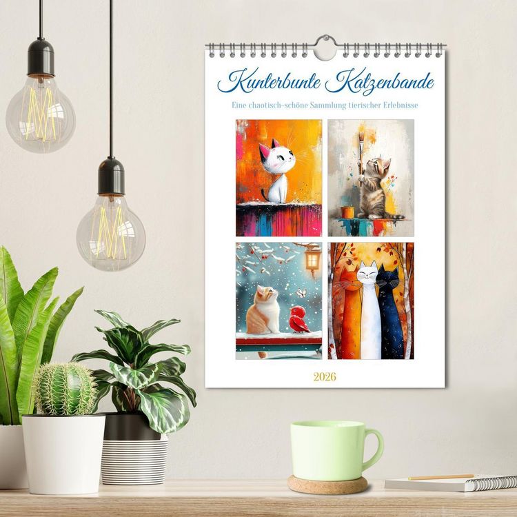 Produktbild: Kunterbunte Katzenbande (Wandkalender 2026 DIN A4 hoch), CALVENDO Monatskalender