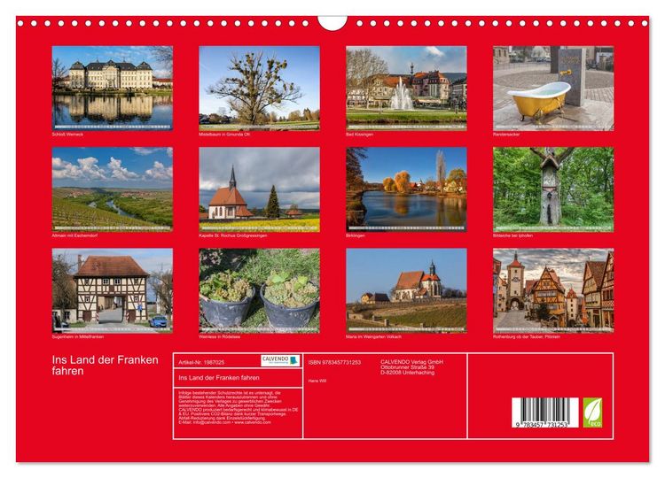 Produktbild: Ins Land der Franken fahren (Wandkalender 2026 DIN A3 quer), CALVENDO Monatskalender