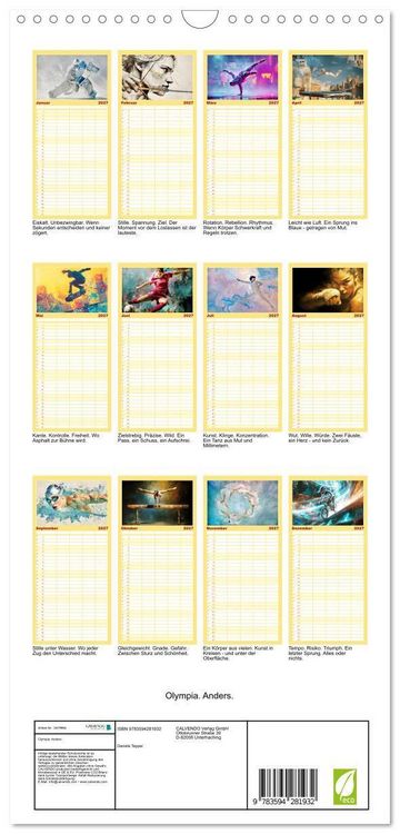 Produktbild: Familienplaner 2027 - Olympia. Anders. mit 5 Spalten (Wandkalender, 21 x 45 cm) CALVENDO
