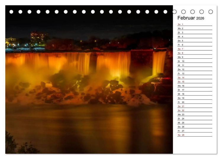 Produktbild: NIAGARAF&Auml;LLE Idyllische Impressionen bei Tag und Nacht (Tischkalender 2026 DIN A5 quer), CALVENDO Monatskalender