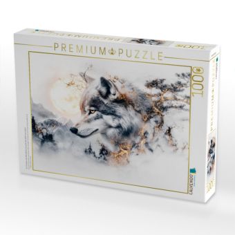 Produktbild: CALVENDO Puzzle Im Schatten des Mondlichts erwacht der Wolf zum Leben | 1000 Teile Lege-Gr&ouml;&szlig;e 64x48cm Foto-Puzzle f&uuml;r gl&uuml;ckliche Stunden