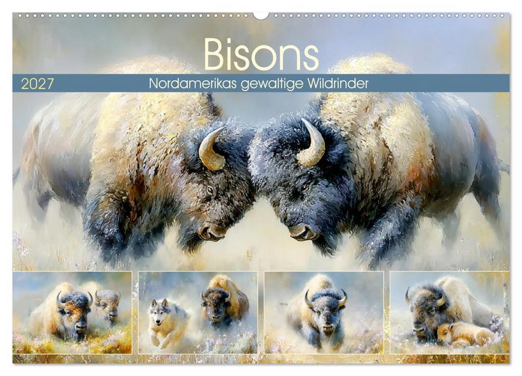 Produktbild: Bisons. Nordamerikas gewaltige Wildrinder (Wandkalender 2027 DIN A2 quer), CALVENDO Monatskalender