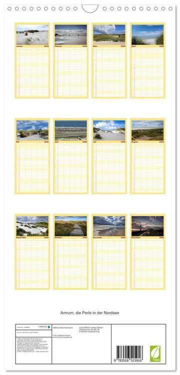 Produktbild: Familienplaner 2026 - Amrum, die Perle in der Nordsee mit 5 Spalten (Wandkalender, 21 x 45 cm) CALVENDO