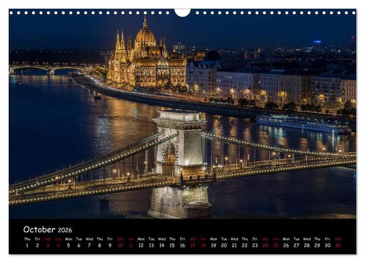 Produktbild: Danube River Nightlights (Wall Calendar 2026 DIN A3 landscape), CALVENDO 12 Month Wall Calendar