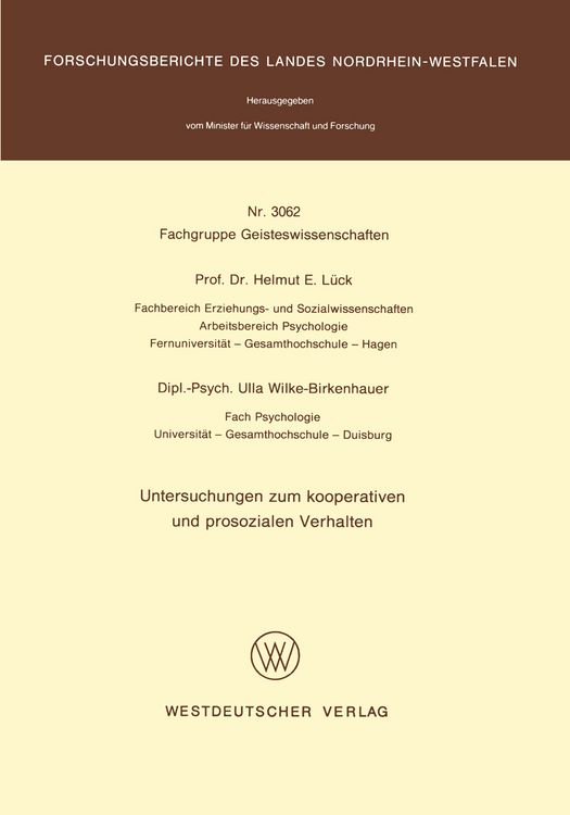 Produktbild: Untersuchungen zum kooperativen und prosozialen Verhalten