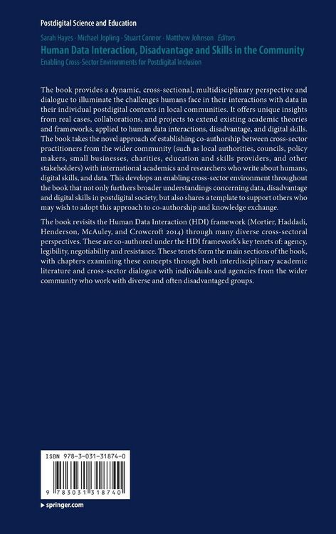 Produktbild: Human Data Interaction, Disadvantage and Skills in the Community