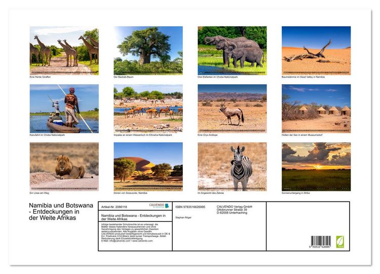 Produktbild: Namibia und Botswana - Entdeckungen in der Weite Afrikas (Wandkalender 2026 DIN A2 quer), CALVENDO Monatskalender