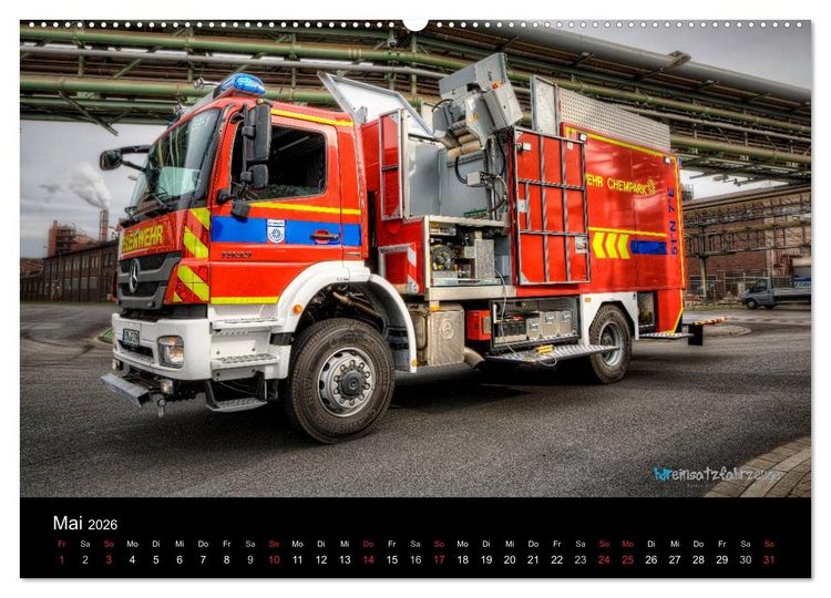 Produktbild: Einsatzfahrzeuge der Feuerwehr (hochwertiger Premium Wandkalender 2026 DIN A2 quer), Kunstdruck in Hochglanz