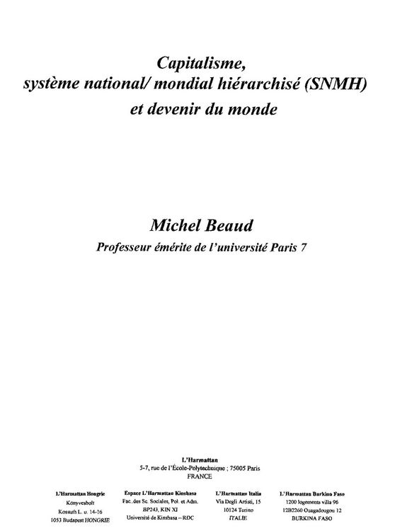 Produktbild: Capitalisme: systeme national mondial hierarchise