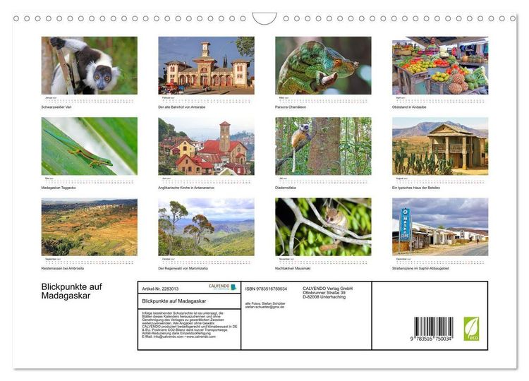 Produktbild: Blickpunkte auf Madagaskar (Wandkalender 2027 DIN A3 quer), CALVENDO Monatskalender