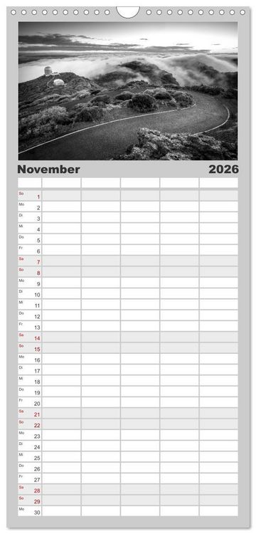 Produktbild: Familienplaner 2026 - Monochrome Wonders mit 5 Spalten (Wandkalender, 21 x 45 cm) CALVENDO