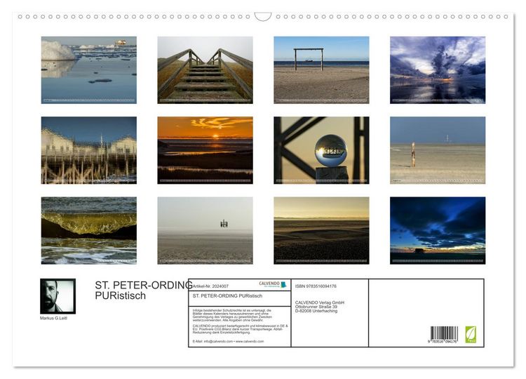 Produktbild: ST. PETER-ORDING PURistisch (Wandkalender 2026 DIN A2 quer), CALVENDO Monatskalender