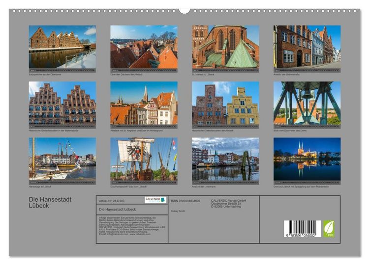 Produktbild: Die Hansestadt L&uuml;beck (hochwertiger Premium Wandkalender 2027 DIN A2 quer), Kunstdruck in Hochglanz