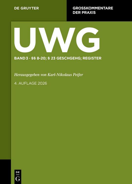 Produktbild: &sect;&sect; 8-20; &sect; 23 GeschGehG; Register