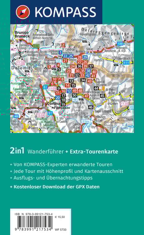Produktbild: KOMPASS Wanderführer Sextner Dolomiten, Naturpark Drei Zinnen - Herausragende Dolomiten, 50 Touren mit Extra-Tourenkarte