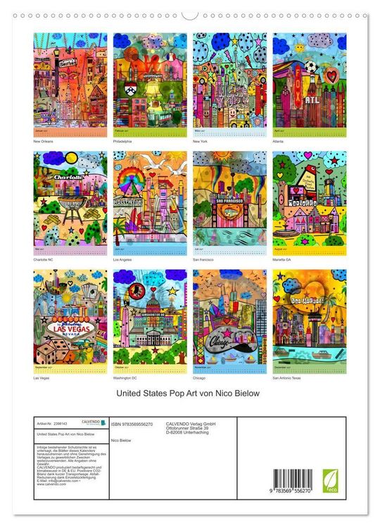Produktbild: United States Pop Art von Nico Bielow (hochwertiger Premium Wandkalender 2027 DIN A2 hoch), Kunstdruck in Hochglanz