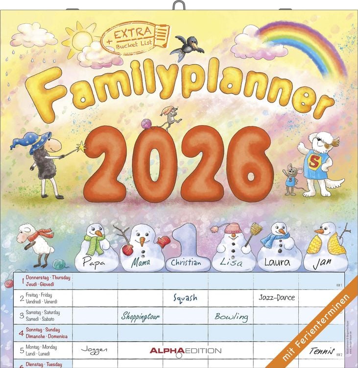 Bild vom Artikel Familienplaner Cartoon 2026 - Broschürenkalender 30x30 cm (30x60 geöffnet) - Kalender mit Platz für Notizen - 6 Spalten - Bildkalender - Wandkalender vom Autor Alpha Edition