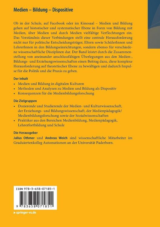 Produktbild: Medien &ndash; Bildung &ndash; Dispositive