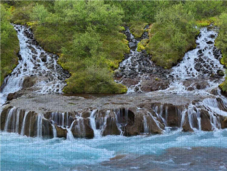 Produktbild: CALVENDO Puzzle Hraunfossar Island 1000 Teile Lege-Gr&ouml;&szlig;e 64 x 48 cm Foto-Puzzle Bild von Johann Sch&ouml;rkhuber
