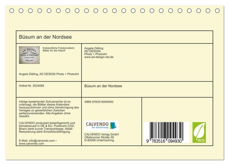 Produktbild: B&uuml;sum an der Nordsee (Tischkalender 2026 DIN A5 quer), CALVENDO Monatskalender